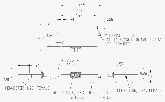 Vaunix LMS-802DX Digital Signal Generator Mechanical Drawing